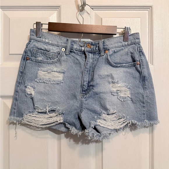 Altar'd State Pants - Altar'd State Light Blue Distressed Denim Cutoff Shorts